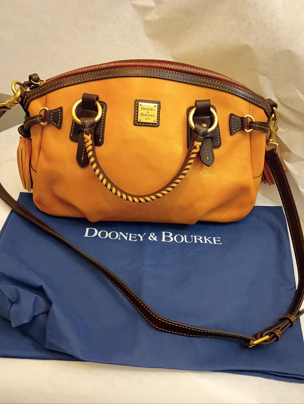 Dooney & Bourke Florentine Leather Satchel with Tassel - Picture 10 of 15